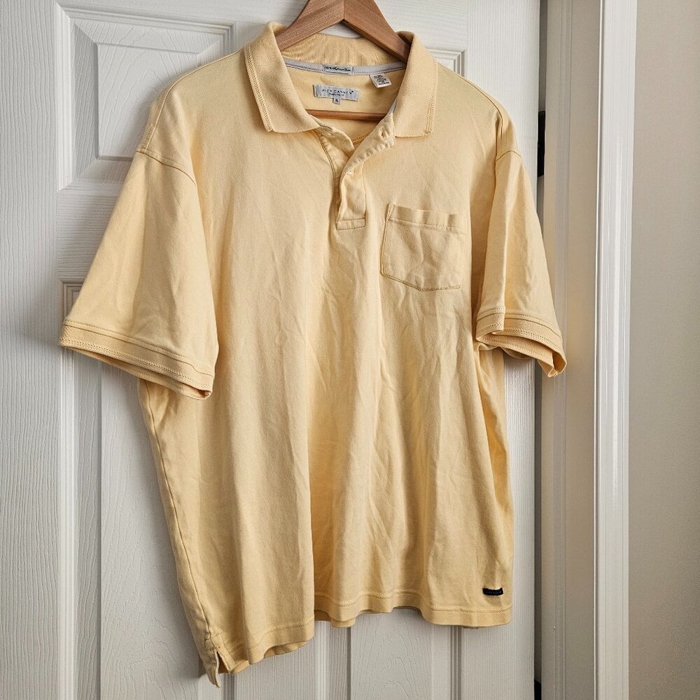 Alex Cannon Men's XL 100% Supima Cotton Yellow Short Sleeve Polo Shirt
